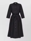 Tory Burch Shirt Dress With Drawstring Waist And Stand-up Collar