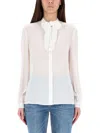 Tory Burch Georgette Bow Blouse In White