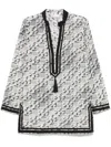 Tory Burch T Monogram Mini Tunic Dress In Beige