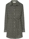 Tory Burch Graphic Print Tunic Belted Waist In Black