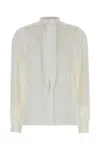 Tory Burch Georgette Bow Blouse Shirts White In White