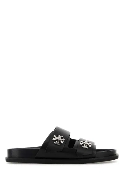 Tory Burch Double T-logo Embossed Slide In Black
