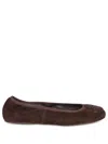Tory Burch Reva Travel Suede Ballet Flats In Brown