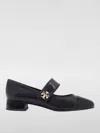 Tory Burch Mary Jane Cap-toe Leather Ballerina Flats In 黑色