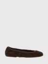 Tory Burch Suede Ballet Flats With Logo Embellishment In Brown