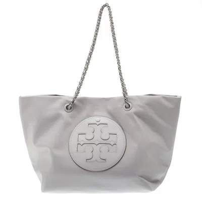 Tory Burch Shopping Bag With Chain And Gray Logo In Grey