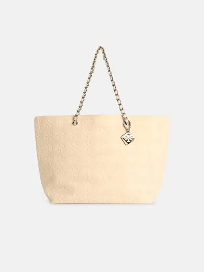 Tory Burch 'shopping Ella' Ivory Fabric Bag