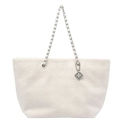 TORY BURCH TORY BURCH 'SHOPPING ELLA' IVORY FABRIC BAG