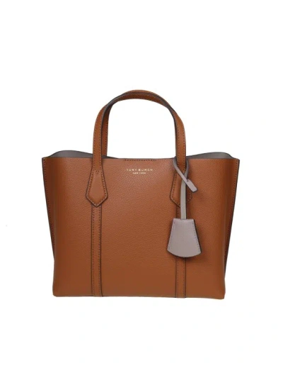 Tory Burch Shopping Perry Small Triple-compartment Tote In Leather Color In Brown