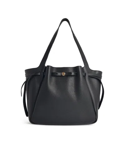 TORY BURCH TORY BURCH 'SHOPPING ROMY' BLACK LEATHER BAG