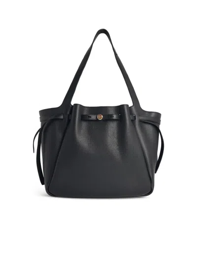 TORY BURCH TORY BURCH 'SHOPPING ROMY' BLACK LEATHER BAG