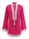 Tory Burch Cotton Short Dress With Contrasting Profiles