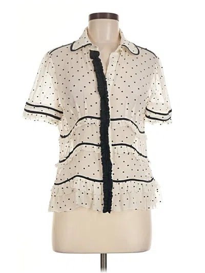 Pre-owned Tory Burch Short Sleeve Blouse In Ivory