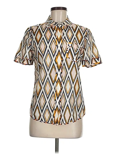 Pre-owned Tory Burch Short Sleeve Button Down Shirt In Ivory