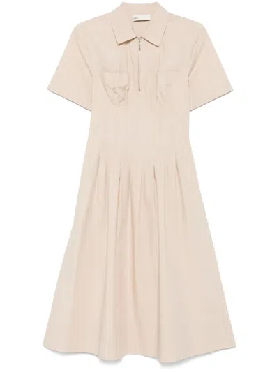 Tory Burch Short Sleeve Dress In Beige