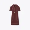 Tory Burch Short-sleeve Pick Stitch Golf Dress In Burgundy