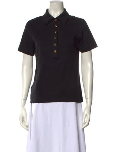 Pre-owned Tory Burch Short Sleeve Polo In Black
