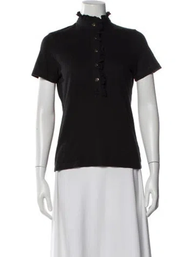 Pre-owned Tory Burch Short Sleeve Polo In Black