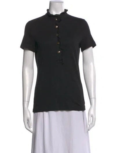 Pre-owned Tory Burch Short Sleeve Polo In Black