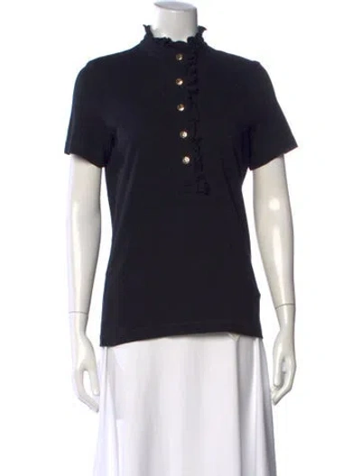 Pre-owned Tory Burch Short Sleeve Polo In Black
