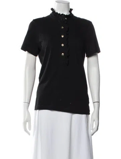Pre-owned Tory Burch Short Sleeve Polo In Black
