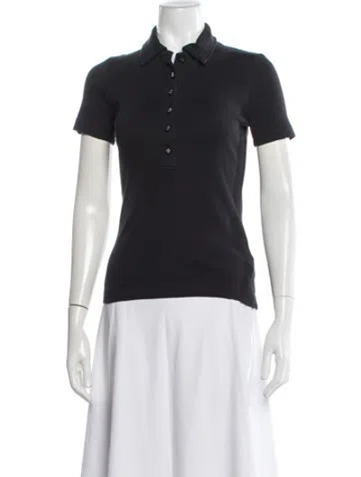 Pre-owned Tory Burch Short Sleeve Polo In Black