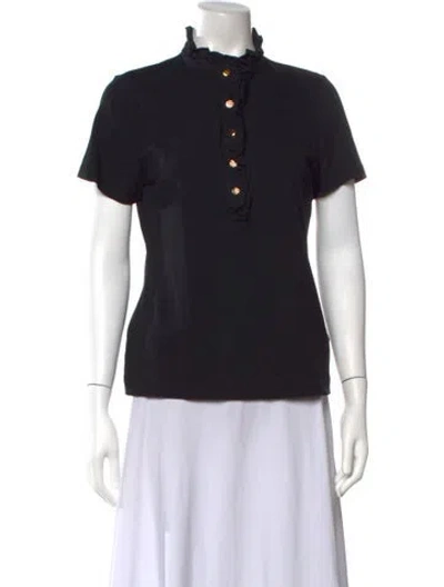 Pre-owned Tory Burch Short Sleeve Polo In Black