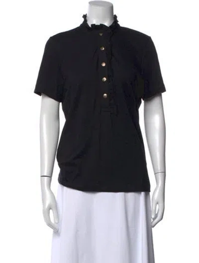 Pre-owned Tory Burch Short Sleeve Polo In Black