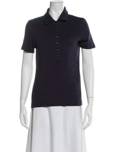 Pre-owned Tory Burch Short Sleeve Polo In Blue