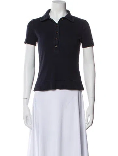 Pre-owned Tory Burch Short Sleeve Polo In Blue