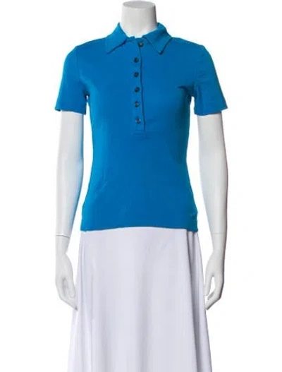 Pre-owned Tory Burch Short Sleeve Polo In Blue
