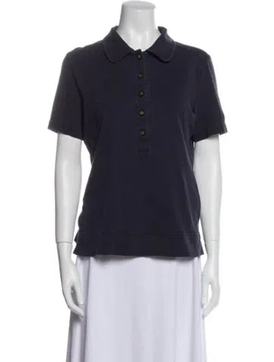 Pre-owned Tory Burch Short Sleeve Polo In Blue
