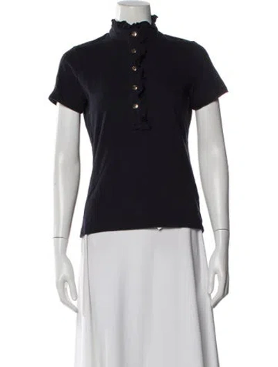 Pre-owned Tory Burch Short Sleeve Polo In Blue