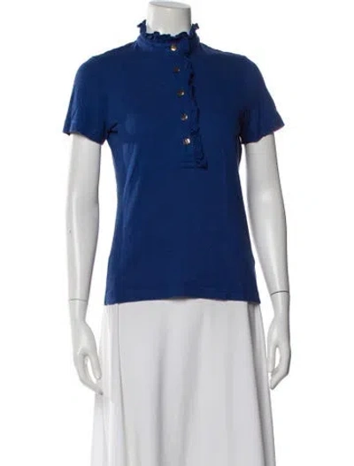 Pre-owned Tory Burch Short Sleeve Polo In Blue