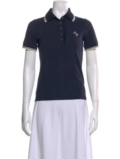 Pre-owned Tory Burch Short Sleeve Polo In Blue