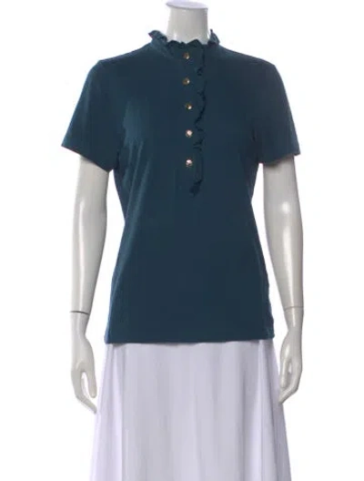 Pre-owned Tory Burch Short Sleeve Polo In Blue