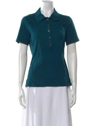 Pre-owned Tory Burch Short Sleeve Polo In Blue