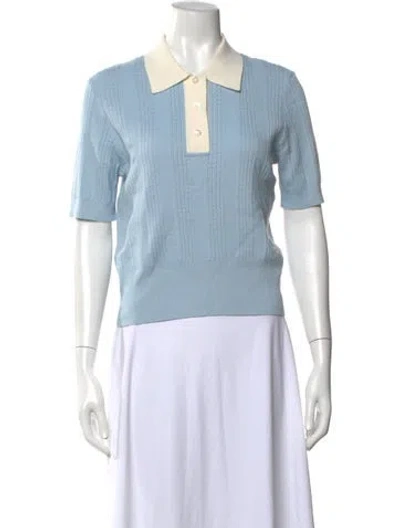 Pre-owned Tory Burch Short Sleeve Polo In Blue