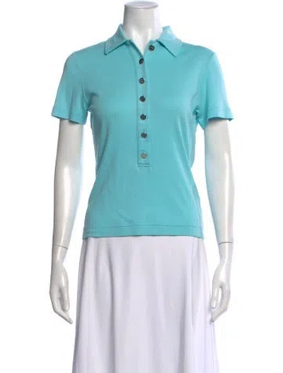 Pre-owned Tory Burch Short Sleeve Polo In Blue