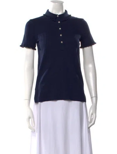 Pre-owned Tory Burch Short Sleeve Polo In Blue