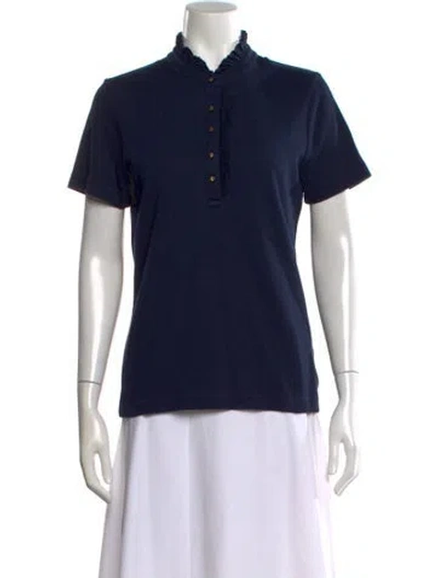 Pre-owned Tory Burch Short Sleeve Polo In Blue