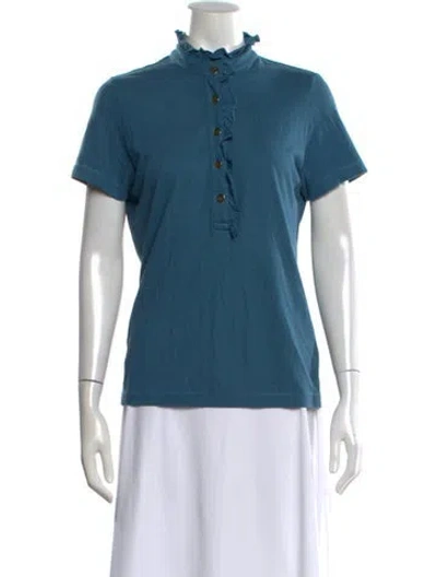 Pre-owned Tory Burch Short Sleeve Polo In Blue