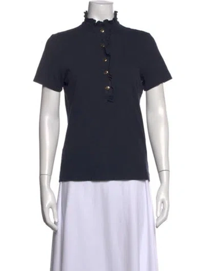 Pre-owned Tory Burch Short Sleeve Polo In Blue