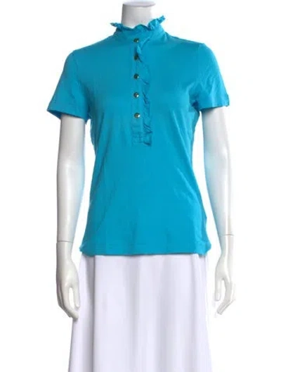Pre-owned Tory Burch Short Sleeve Polo In Blue