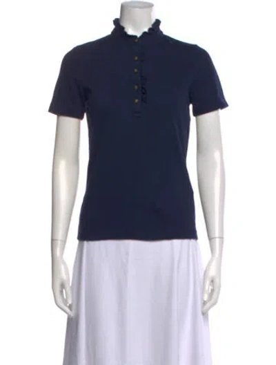 Pre-owned Tory Burch Short Sleeve Polo In Blue