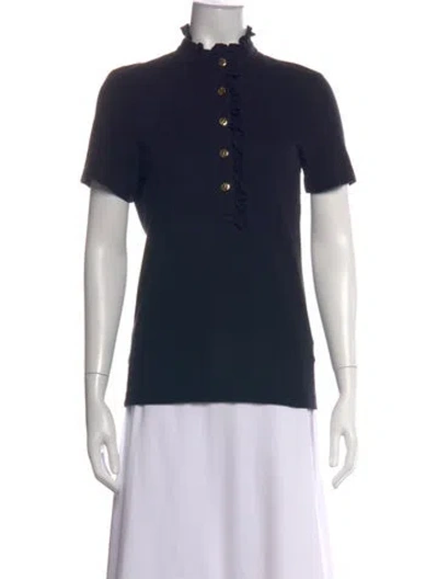 Pre-owned Tory Burch Short Sleeve Polo In Blue