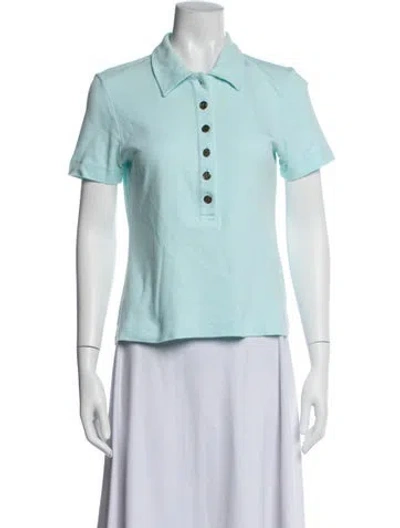Pre-owned Tory Burch Short Sleeve Polo In Blue