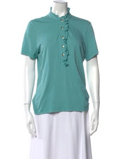 Pre-owned Tory Burch Short Sleeve Polo In Blue