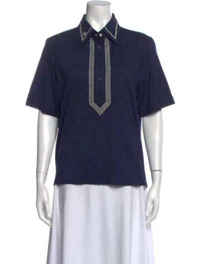 Pre-owned Tory Burch Short Sleeve Polo In Blue