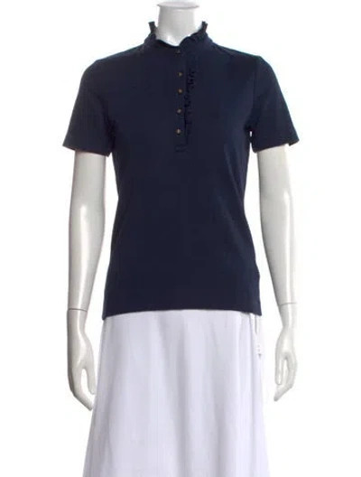 Pre-owned Tory Burch Short Sleeve Polo In Blue